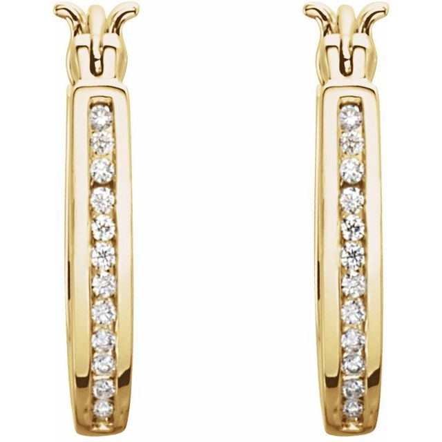 14K 1/3 CTW Natural Diamond Inside-Outside Hinged Hoop Earrings