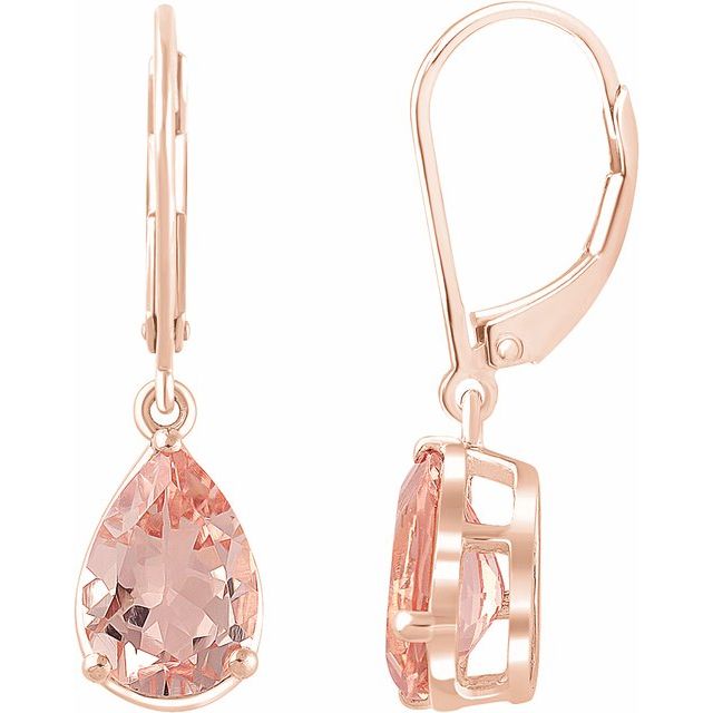 14K Natural Pink Morganite Earrings