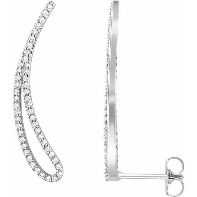 14K 1/4 CTW Natural Diamond Ear Climbers