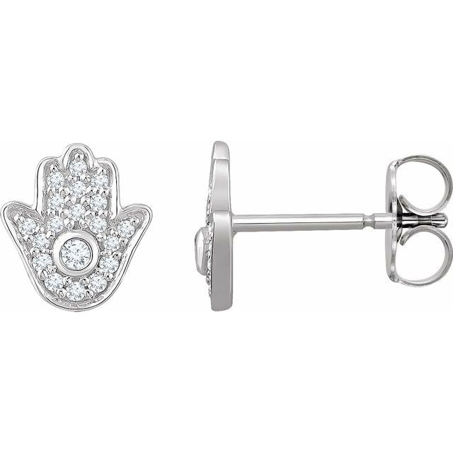14K 1/5 CTW Natural Diamond Hamsa Earrings