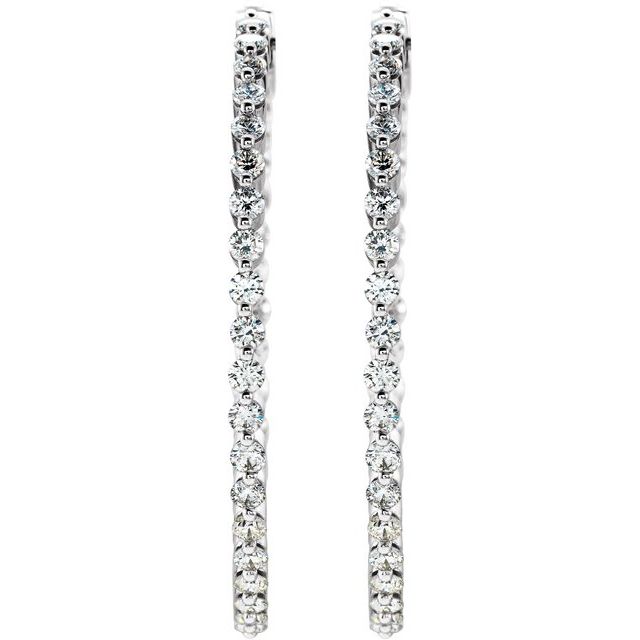 14K 3 CTW Natural Diamond Inside-Outside Hinged Hoop Earrings