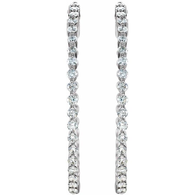 14K 2 CTW Natural Diamond Inside-Outside Hinged Hoop Earrings