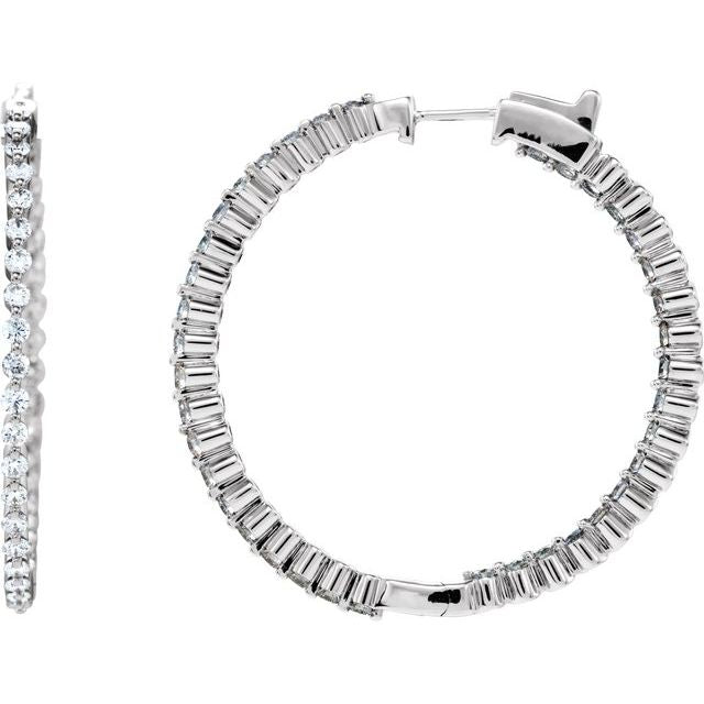 14K 2 CTW Natural Diamond Inside-Outside Hinged Hoop Earrings