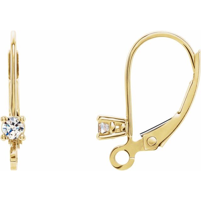 14K .06 CTW Natural Diamond Lever Back Earring Top