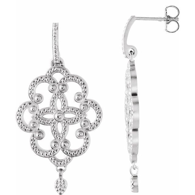 Sterling Silver & 14K Granulated Earring
