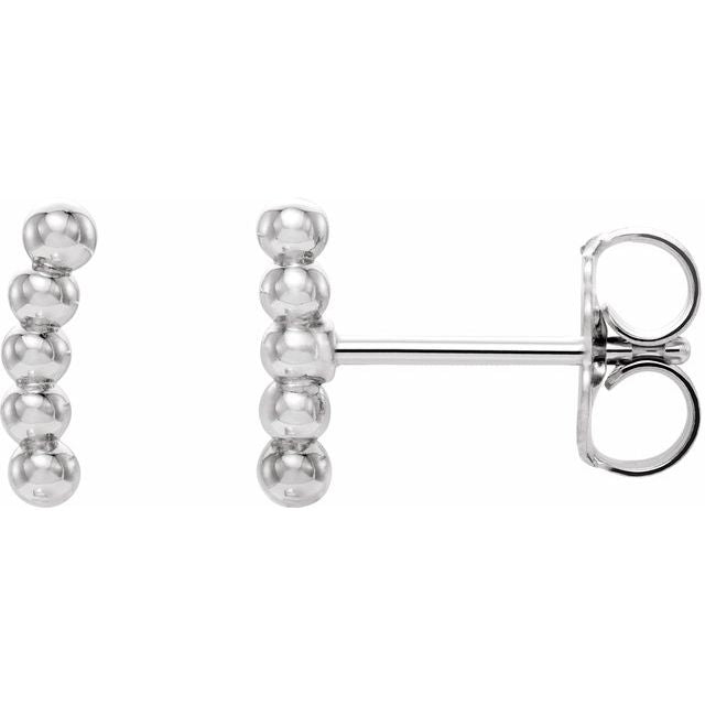 14K Curved Beaded Earrings