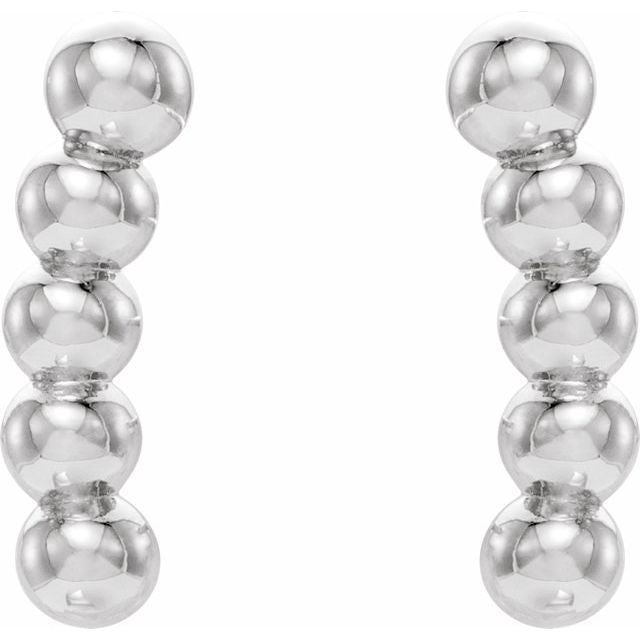 14K Curved Beaded Earrings