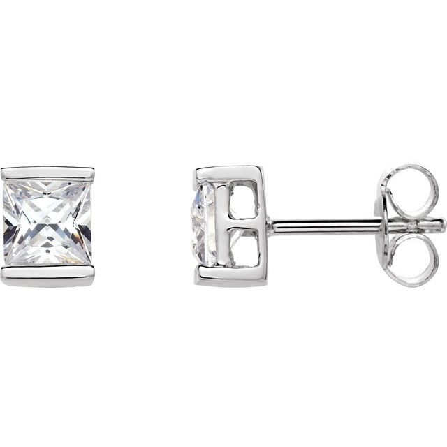 Sterling Silver Square Imitation Cubic Zirconia Earrings