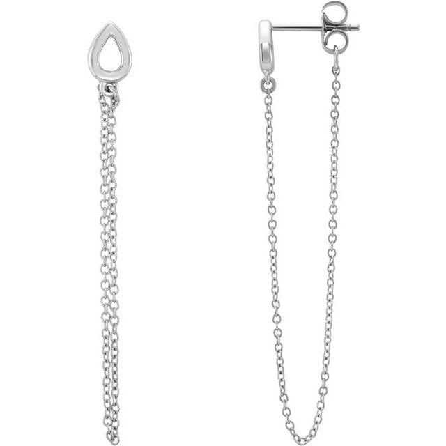 14K Leaf Chain Earrings