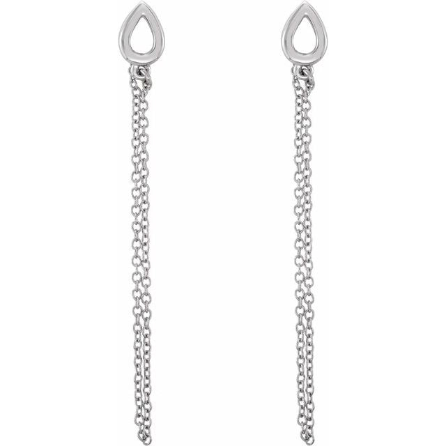 14K Leaf Chain Earrings