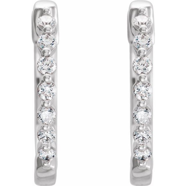 14K 1/3 CTW Natural Diamond Hinged Hoop Earrings