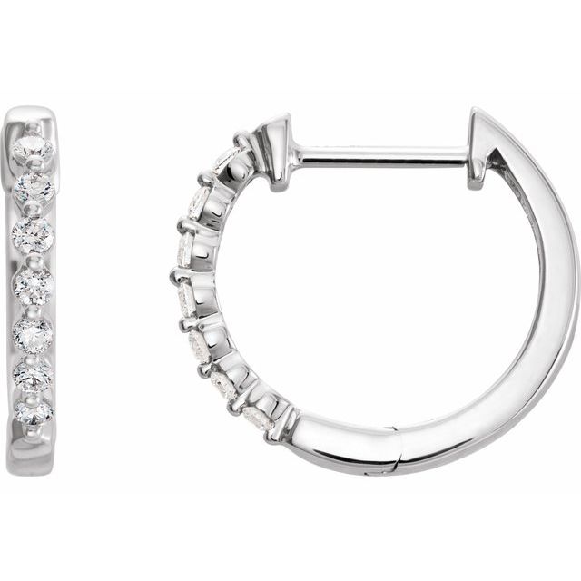 14K 1/3 CTW Natural Diamond Hinged Hoop Earrings