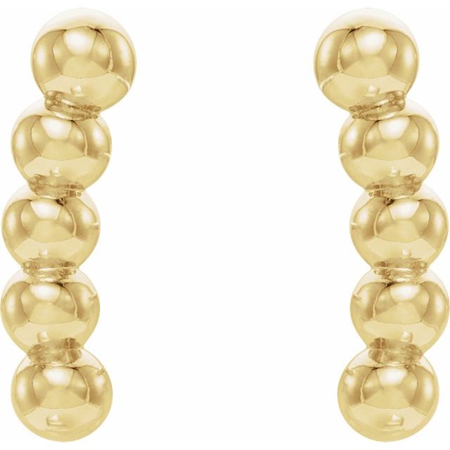 14K Curved Beaded Earrings