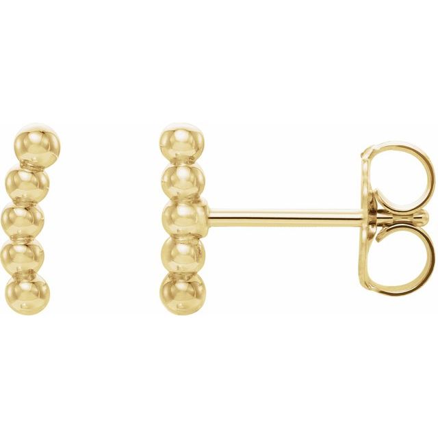 14K Curved Beaded Earrings