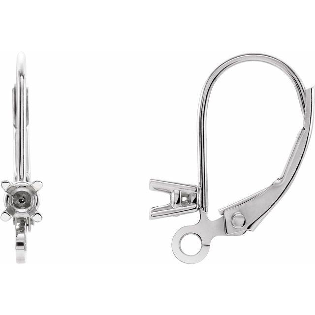 14K .06 CTW Natural Diamond Lever Back Earring Top