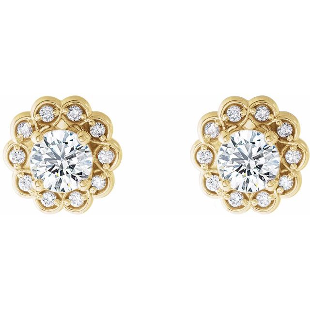 14K 5/8 CTW Natural Diamond Halo-Style Earrings