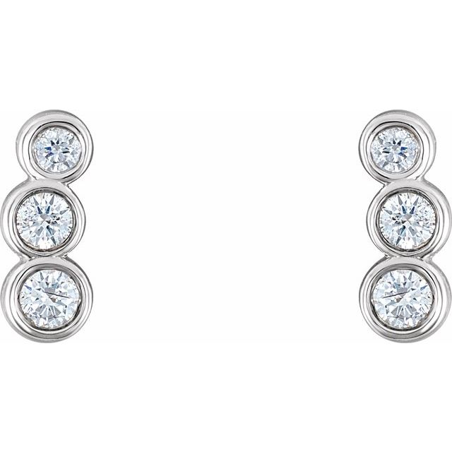 14K 1/8 CTW Natural Diamond Petite Ear Climbers