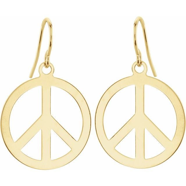 14K Peace Sign Earrings
