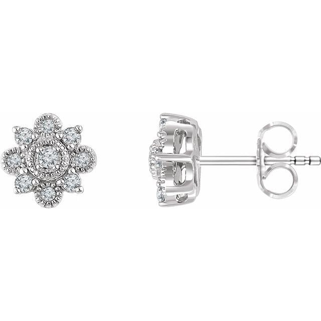 14K 1/5 CTW Natural Diamond Vintage-Inspired Earrings