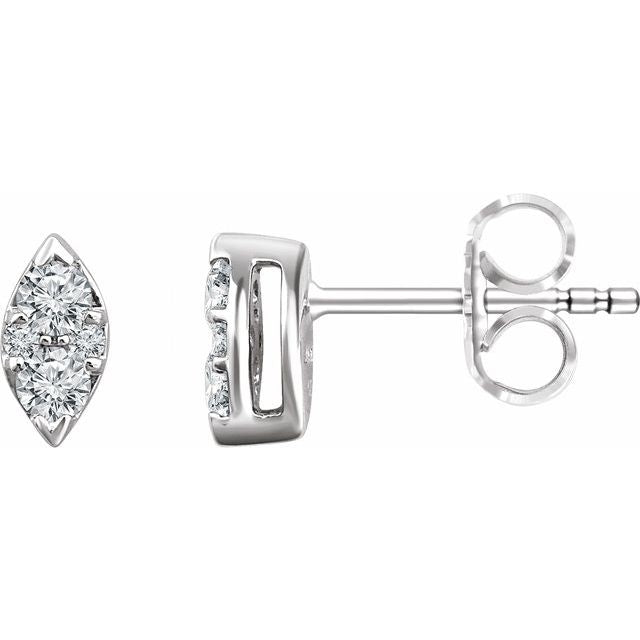 14K 1/5 CTW Natural Diamond Cluster Earrings