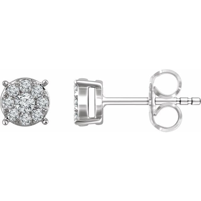 14K 1/4 CTW Natural Diamond Cluster Earrings