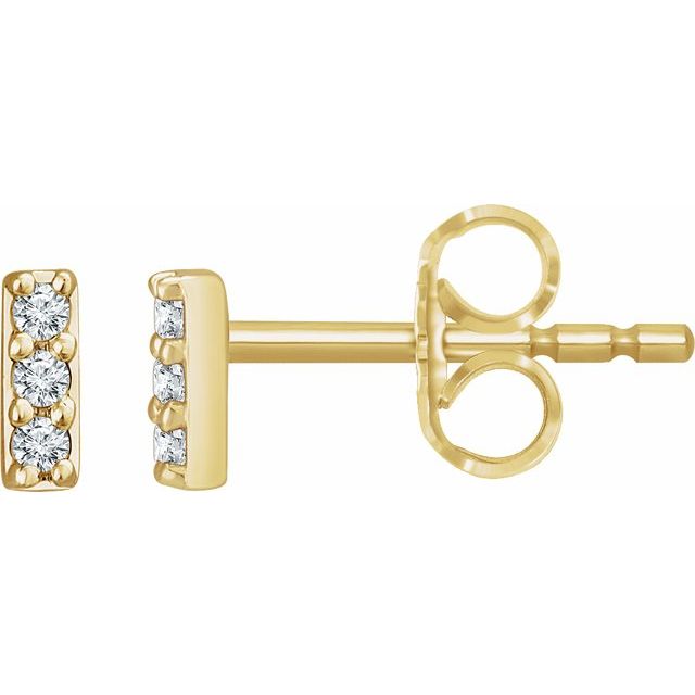 14K .05 CTW Natural Diamond Bar Earrings