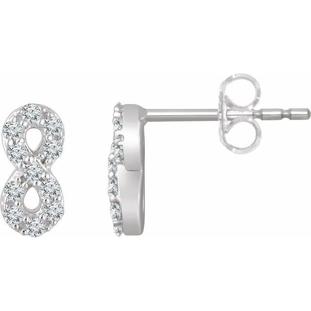 14K 1/6 CTW Natural Diamond Infinity Earrings
