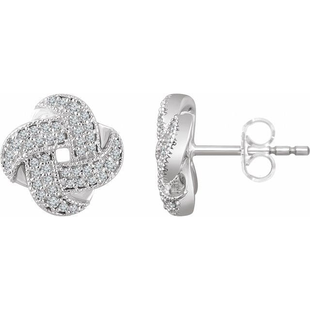 14K 1/3 CTW Natural Diamond Knot Earrings