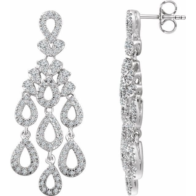 14K 7/8 CTW Natural Diamond Chandelier Earrings