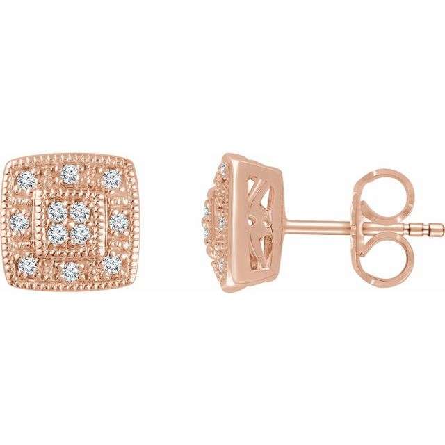 14K 1/10 CTW Natural Diamond Cluster Earrings