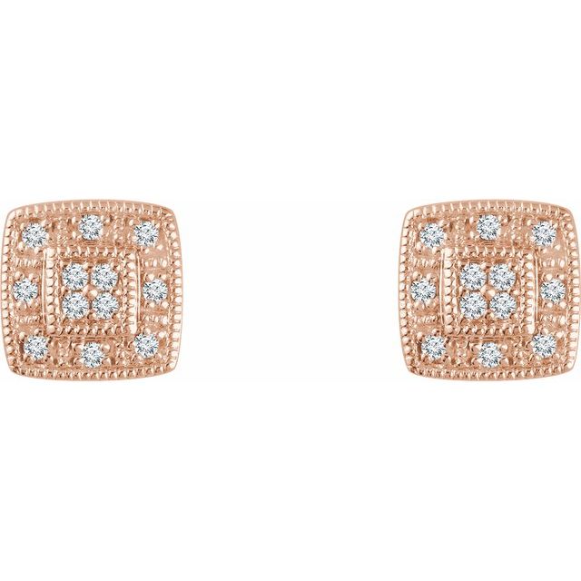 14K 1/10 CTW Natural Diamond Cluster Earrings