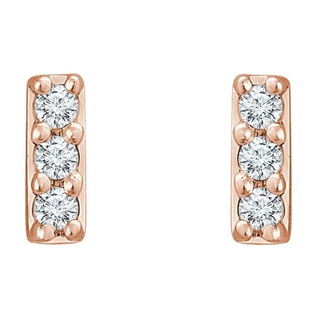 14K .05 CTW Natural Diamond Bar Earrings