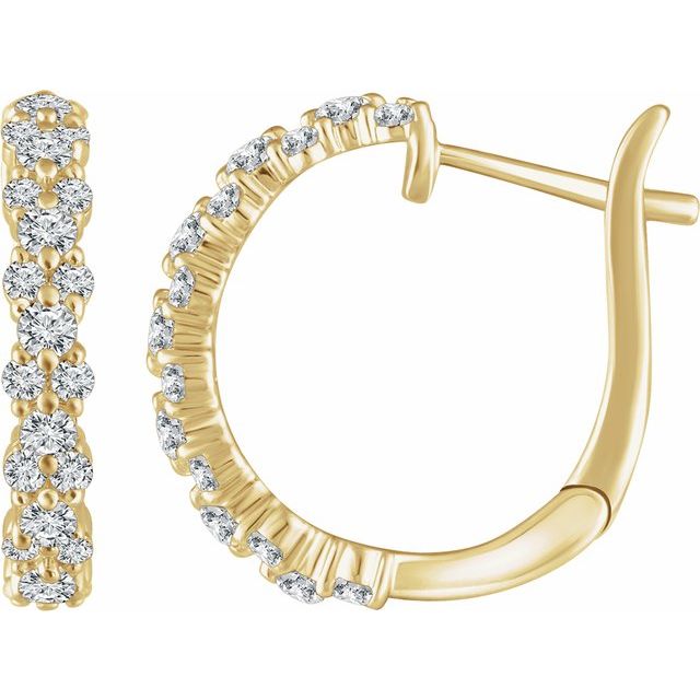 14K 5/8 CTW Natural Diamond Hoop Earrings