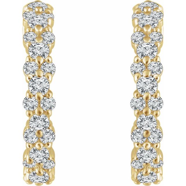 14K 5/8 CTW Natural Diamond Hoop Earrings