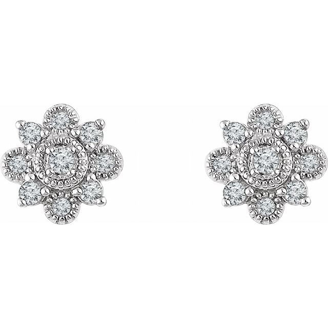 14K 1/5 CTW Natural Diamond Vintage-Inspired Earrings