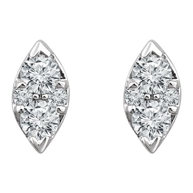 14K 1/5 CTW Natural Diamond Cluster Earrings
