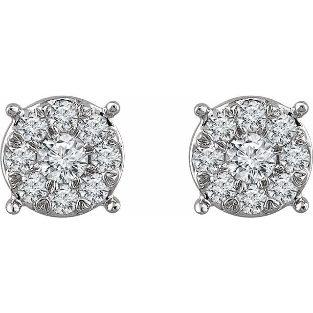 14K 1/4 CTW Natural Diamond Cluster Earrings
