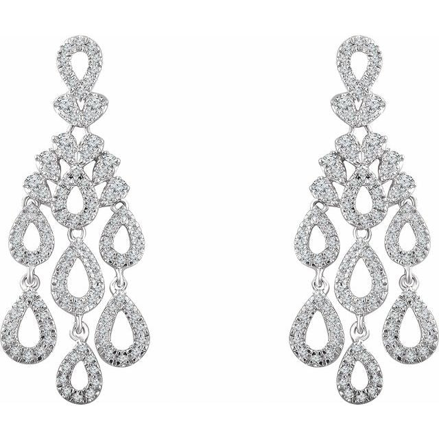 14K 7/8 CTW Natural Diamond Chandelier Earrings