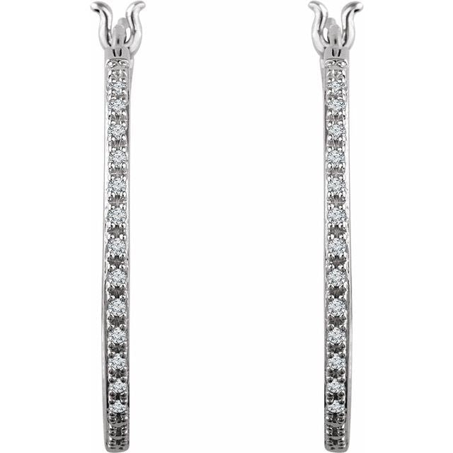 14K 1/4 CTW Natural Diamond Inside-Outside Hoop Earrings