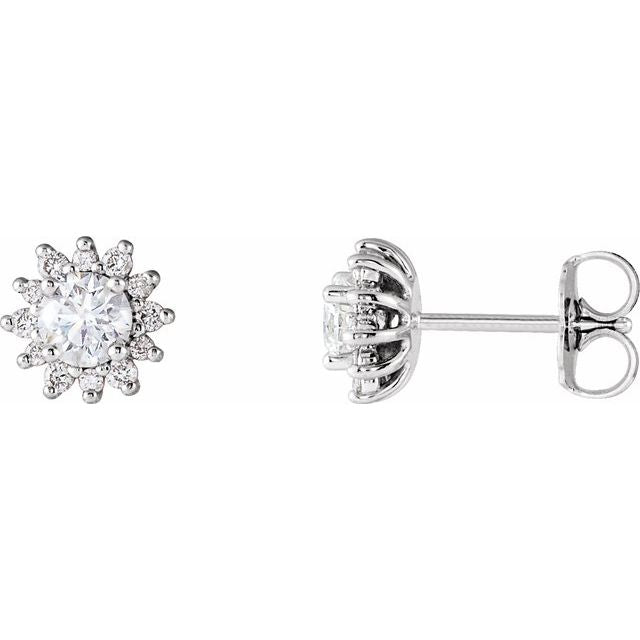 14K 1/2 CTW Natural Diamond Halo-Style Earrings