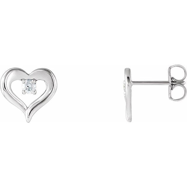 14K 1/10 CTW Natural Diamond Heart Earrings