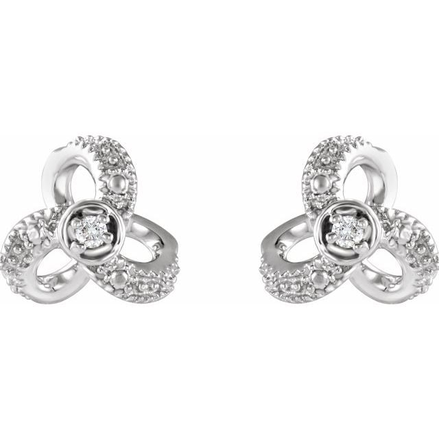 14K 1/6 CTW Natural Diamond Knot Earrings