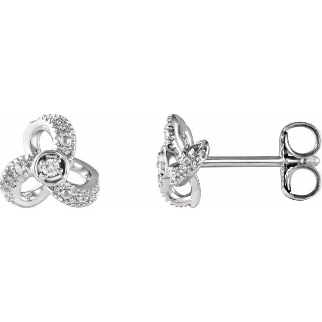 14K 1/6 CTW Natural Diamond Knot Earrings