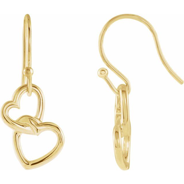 14K Interlocking Heart Earrings