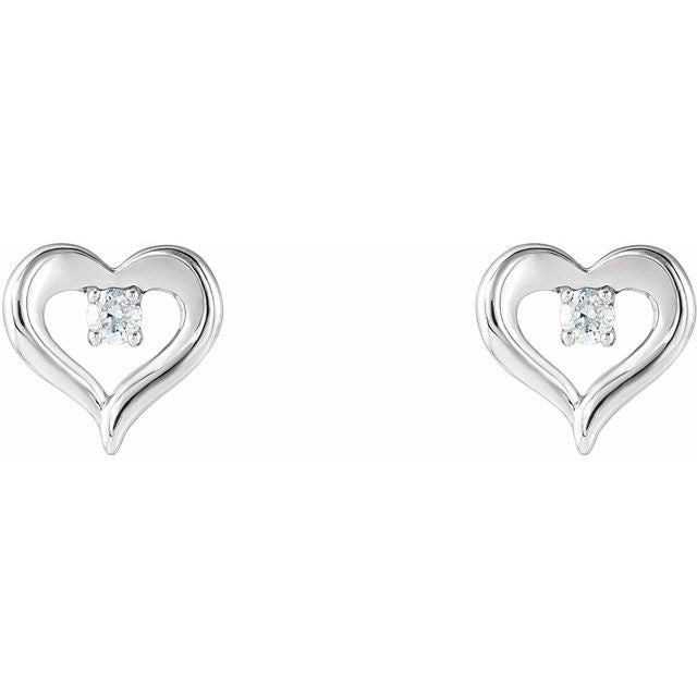 14K 1/10 CTW Natural Diamond Heart Earrings
