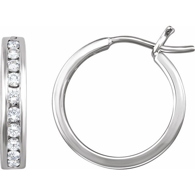 14K 1/2 CTW Natural Diamond Channel-Set Hoop Earrings