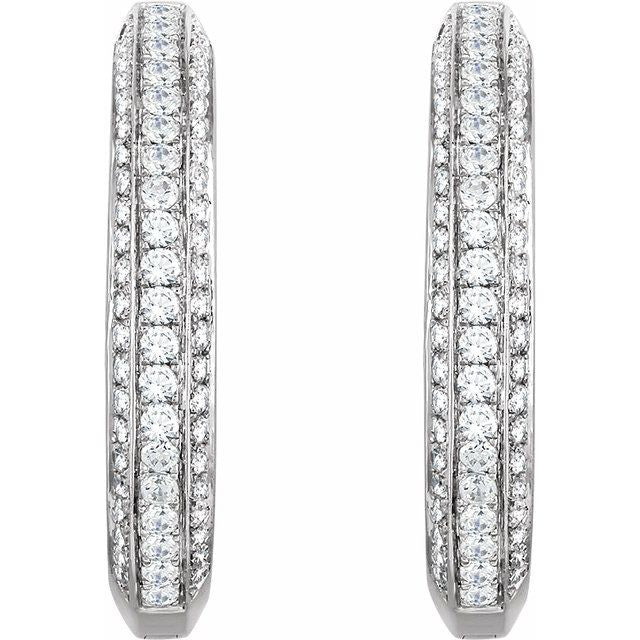 14K 3/4 CTW Natural Diamond Hinged Hoop Earrings