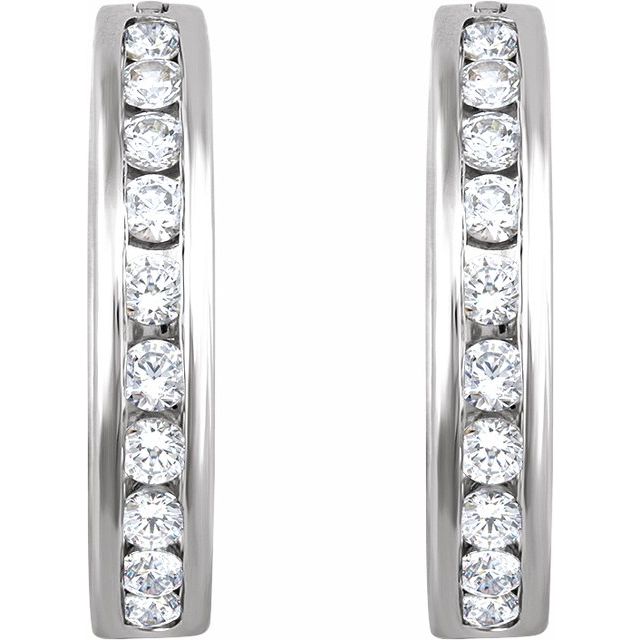 14K 1/2 CTW Natural Diamond Channel-Set Hoop Earrings