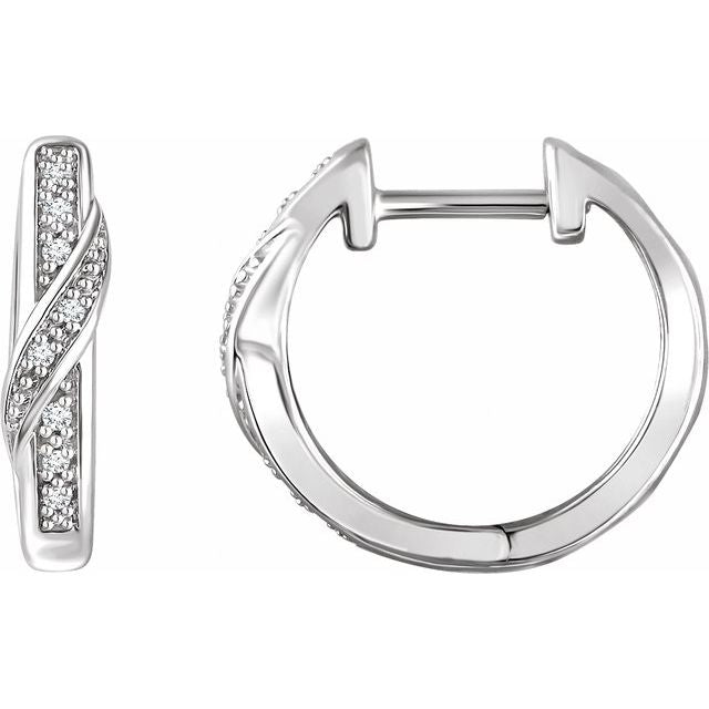 14K .05 CTW Natural Diamond Hoop Earrings