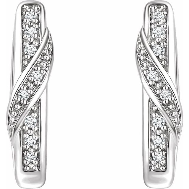 14K .05 CTW Natural Diamond Hoop Earrings